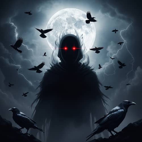 Mystic Warrior Silhouette Wallpaper | Stormy Sky & Full Moon