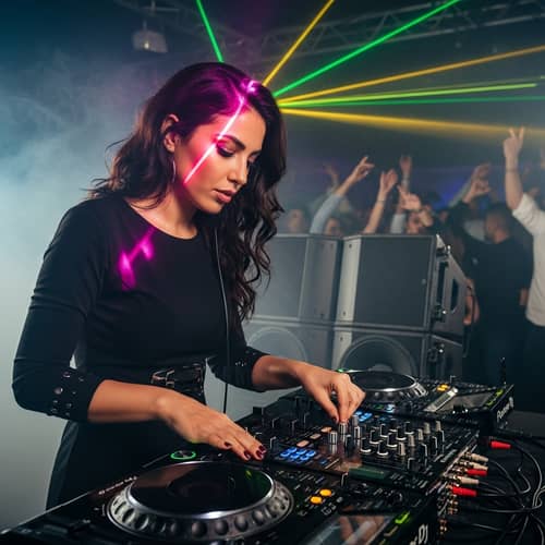 Middle-Eastern Woman DJ at Nightclub | Electric Atmosphere