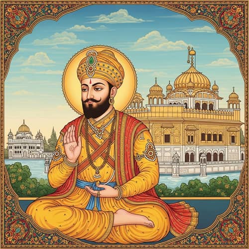 Spiritual Figure in Sikh Tradition Art | 17th Century Punjab Style