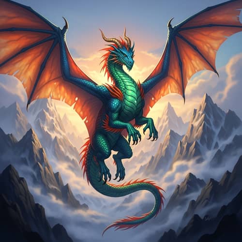 Majestic Dragon in Flight - Fantasy Digital Painting