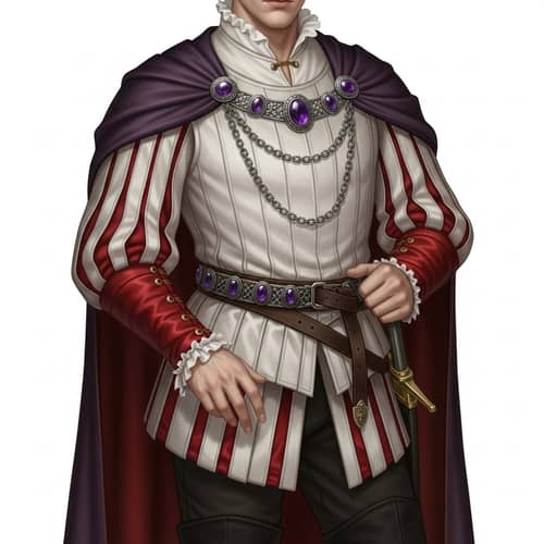 Medieval Fantasy Character in White Silk Doublet