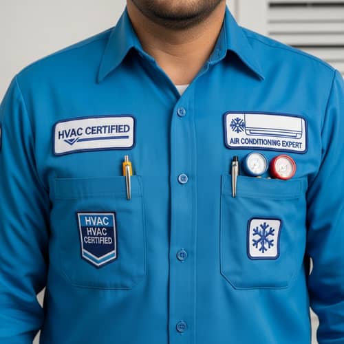 Professional Blue Air Conditioning Technician Shirt | Uniform Design