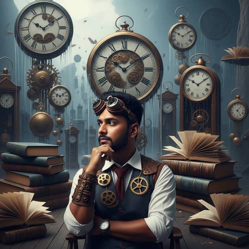 Steampunk Dreamscape: South Asian Man in Thought