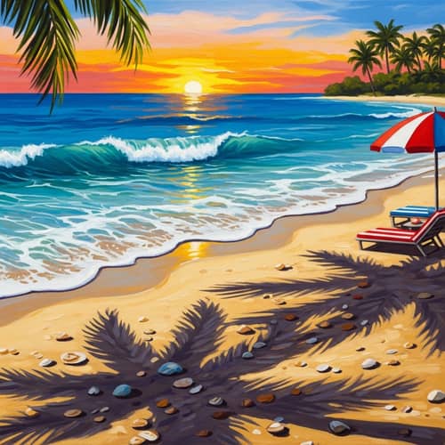 Abstract Beach Scene - Vibrant Colors and Tranquility