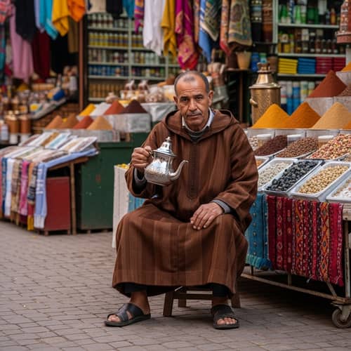 Traditional Moroccan Elder in Marrakech Market