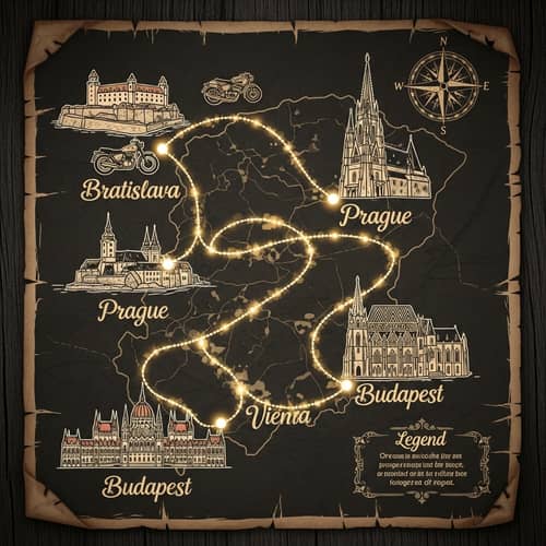 Explore Central Europe on a Honda Motorcycle - Route from Bratislava to Prague, Vienna, Budapest