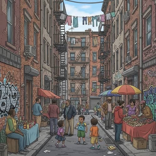 Vibrant Urban Street Scene: Community Life & Diversity