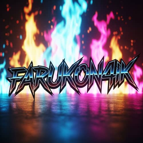 Neon Fire: FARUKON4IK Inscription in Vibrant Blaze