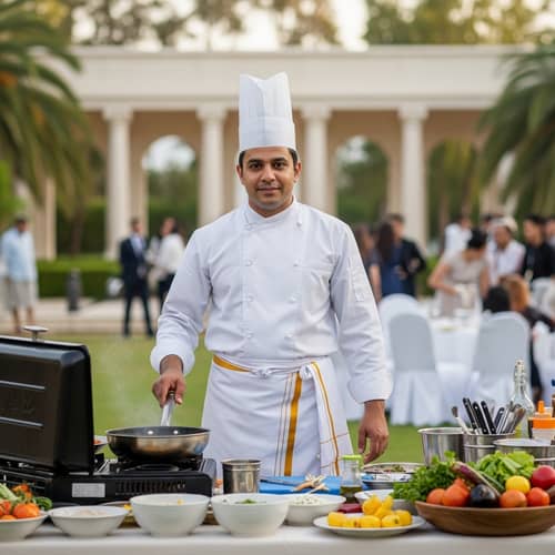 Professional Middle Eastern Male Chef in Dhoti | Outdoor Catering