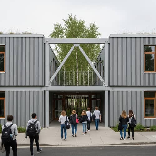 Enchanting School Facade with Rooftop Gardens | Unique Architecture