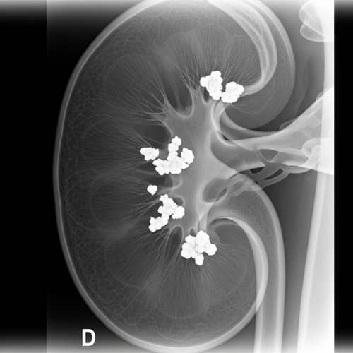Human Kidney Radiographic Image: Renal Artery Calcifications