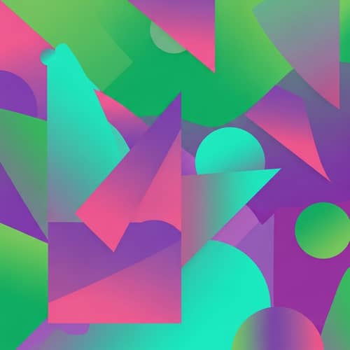 Vibrant Geometric Design Illustration in Green, Pink, Purple, and Turquoise