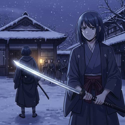 Manhwa Style Samurai Girl in Winter Japan with Katana | Revenge