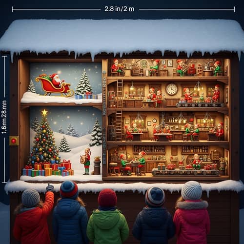 Magical Christmas Show-Window Chalet with Santa's Workshop