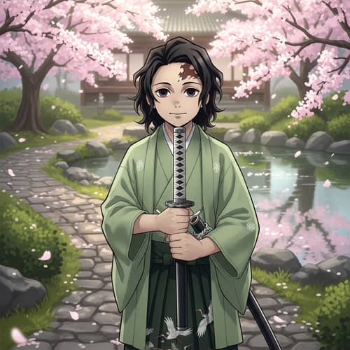 Tokitou Muichirou - Sword-Wielding Boy in Traditional Japanese Setting