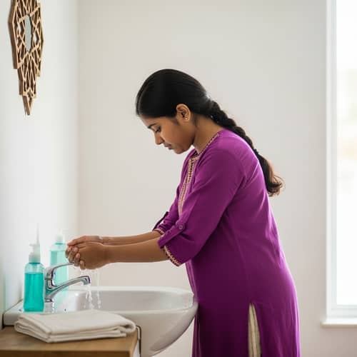 South Asian Girl Performing Ritual Ablution 'Wudu'