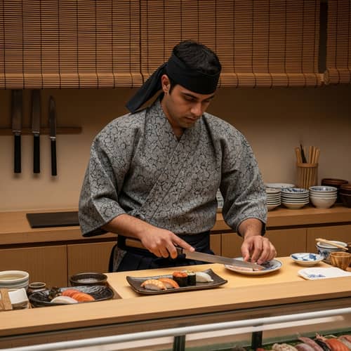 Samurai Sushi Master Craftsmanship - Traditional Sushi Preparation