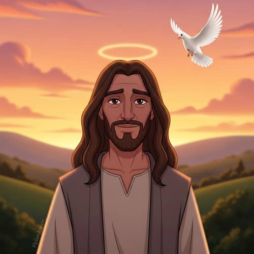 Serene Religious Figure in Animated Style | Kindness & Wisdom