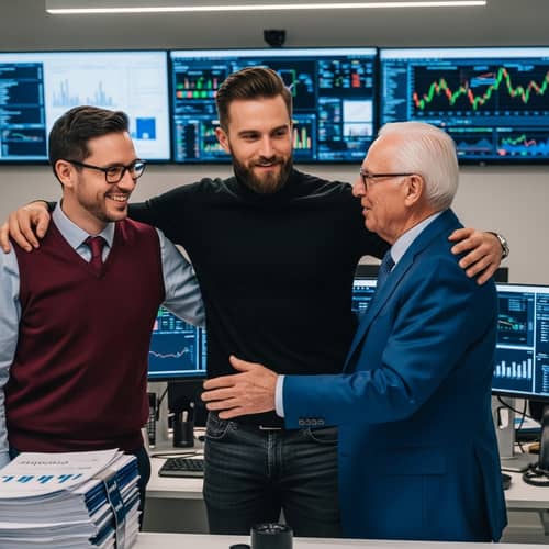 Successful Tech and Business Magnates in Modern Office Setting