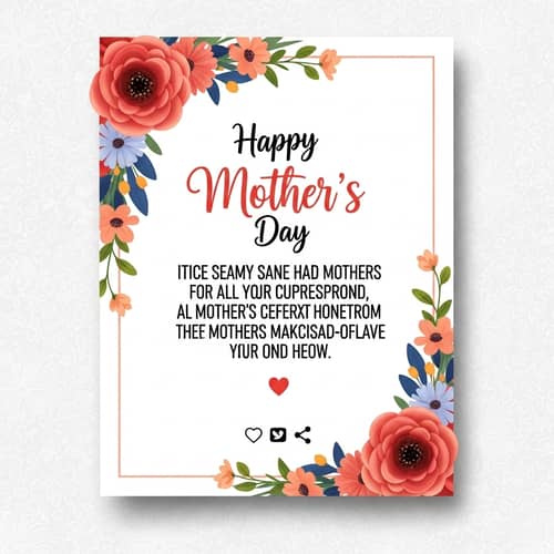 Mother's Day Social Media Design | Heartwarming Message & Flowers