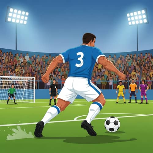 Dynamic Football Game with Hispanic Athlete in Vibrant Kit