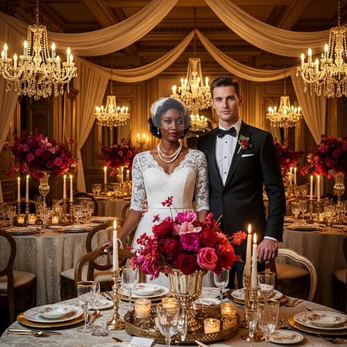 Vintage Glamour Inspired Wedding Photography | Elegant Ballroom Scene