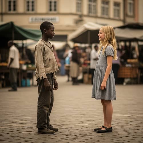 Poignant Love Story: Determined African Boy and Radiant Caucasian Girl