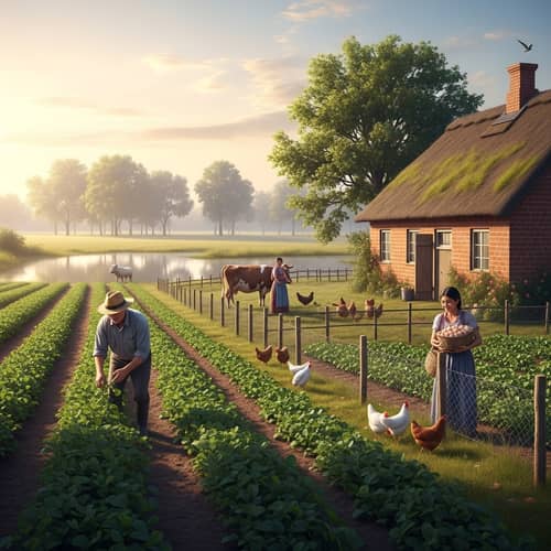 Harmony of Life in the Countryside at Dawn
