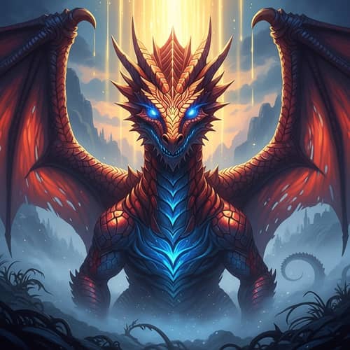 Flamboyantly Detailed Dragon Artwork | Mystical Fantasy Scene