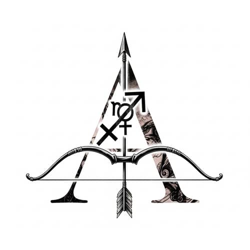 Unique Sagittarius Tattoo Design with Arrow & Bow