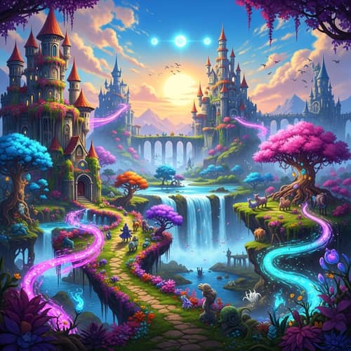 Intricate Fantasy World with Vibrant Colors