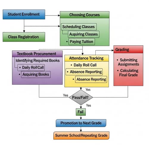 School Process Flowchart: Student Enrollment to Grading