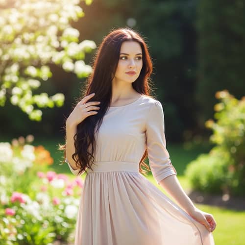 Stunning Short Delicate 20-Year-Old Woman with Long Dark Hair