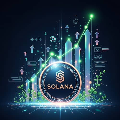 Solana Cryptocurrency Art: Rising Price Chart Illustration