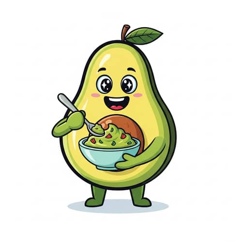 Delightful Avocado Logo Enjoying Guacamole