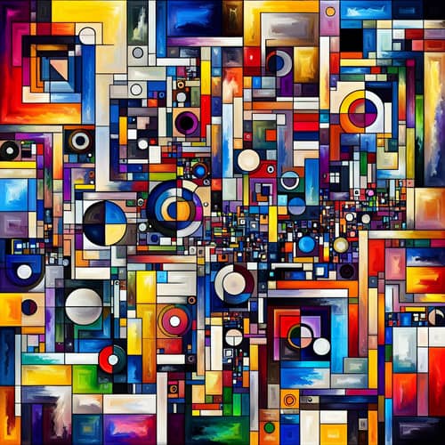 Vibrant Abstract Geometric Artwork with Chaotic Harmony