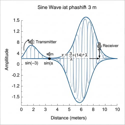 Mathematical Graph: Transmitter, Sine Wave with Phase Shift