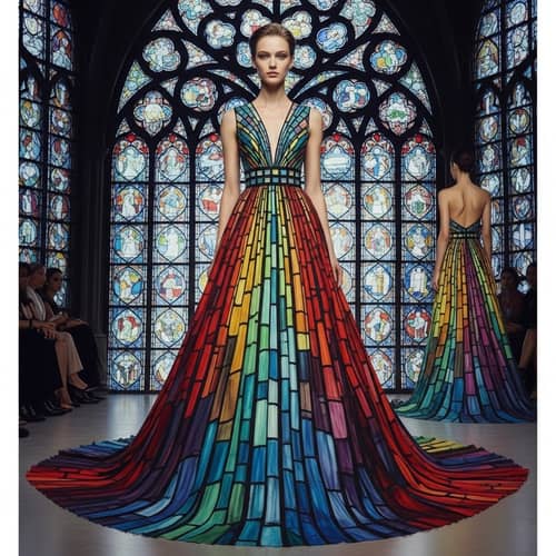 Stained Glass Inspired Vibrant Color Gown: Cathedral Hues