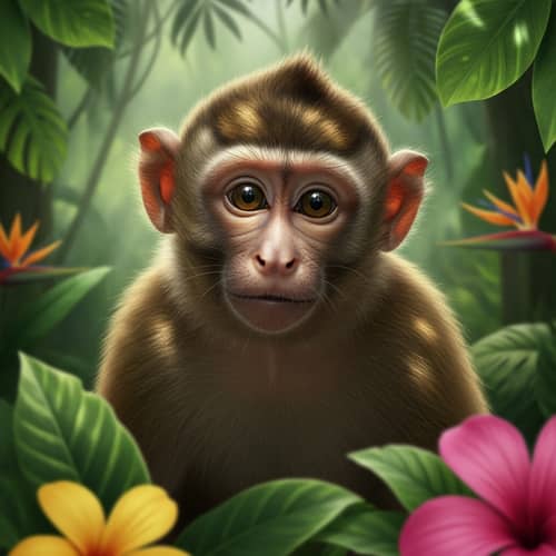 Curious Monkey in Lush Jungle | Enchanting Wildlife Encounter