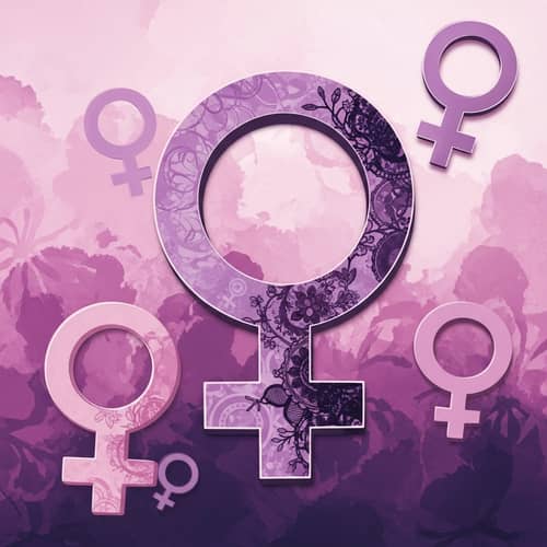 Powerful Feminist Artwork with Venus and Female Gender Symbols