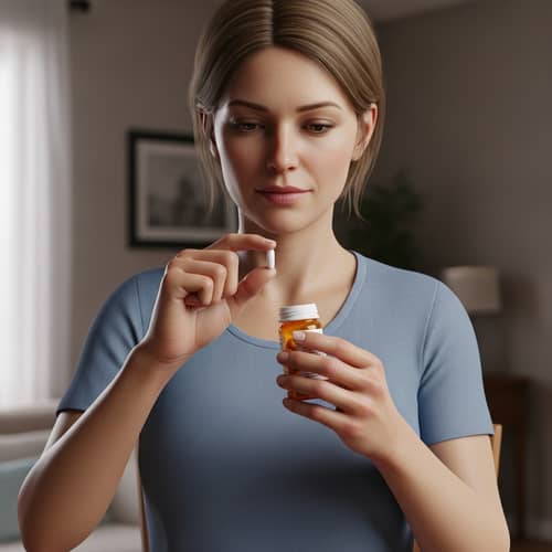 Ultra-Realistic 3D Image: Woman Popping a Pill