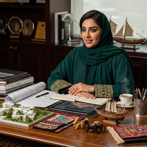 Qatari Woman in Elegant Attire: Charity Projects