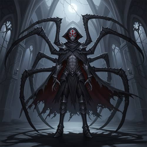 Dark Fantasy Anime Style Humanoid Arachnid Character