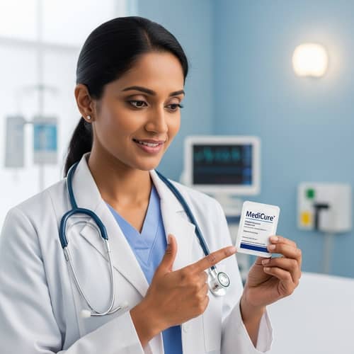 Female Doctor Explaining Medication in Professional Medical Setting