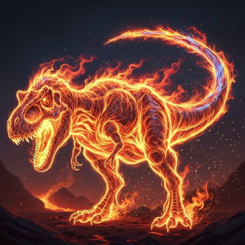Majestic Flame Dinosaur - Powerful and Dynamic Imagery
