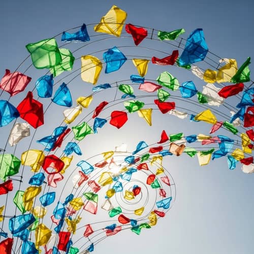 Vibrant Art: Abstract Presentation of Colourful Plastic Bag Patterns