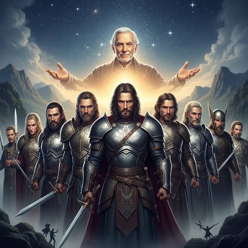 Majestic Fantasy Landscape with Legendary Heroes | Middle-Earth Inspired