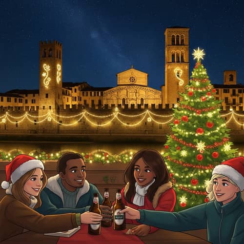 Festive Christmas Scene in Historic Lucca, Italy