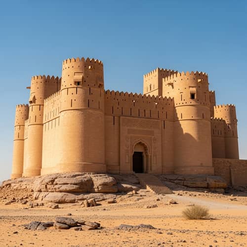 Historical Arabic Fort on Elevation: Imposing Stone Walls