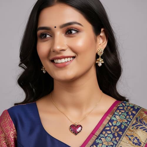Enamel Heart Necklace for Women | Elegant Lasercut Pendant